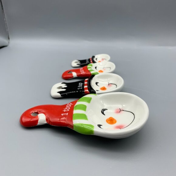 Cute Ceramic Snowman Measuting Spoons Christmas Baking - Picture 4 of 12